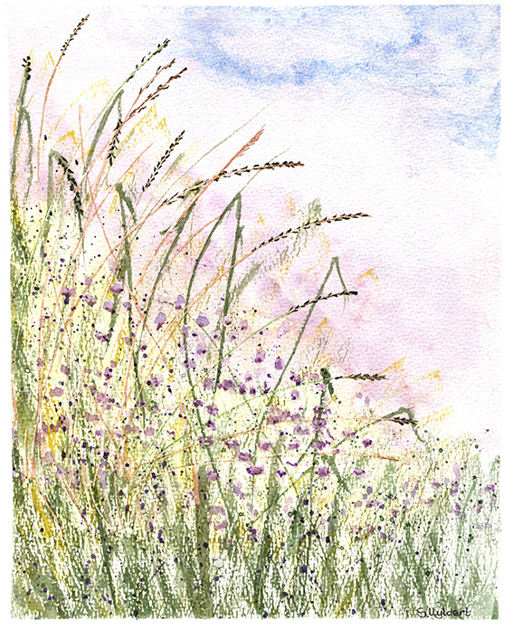 Rietkraag met bloemen